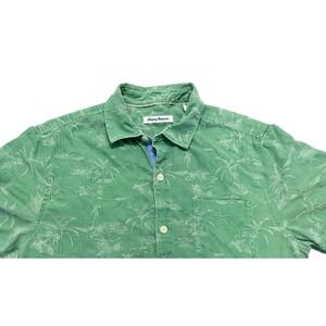 Tommy Bahama Green button down short‎ sleeve shirt large EUC